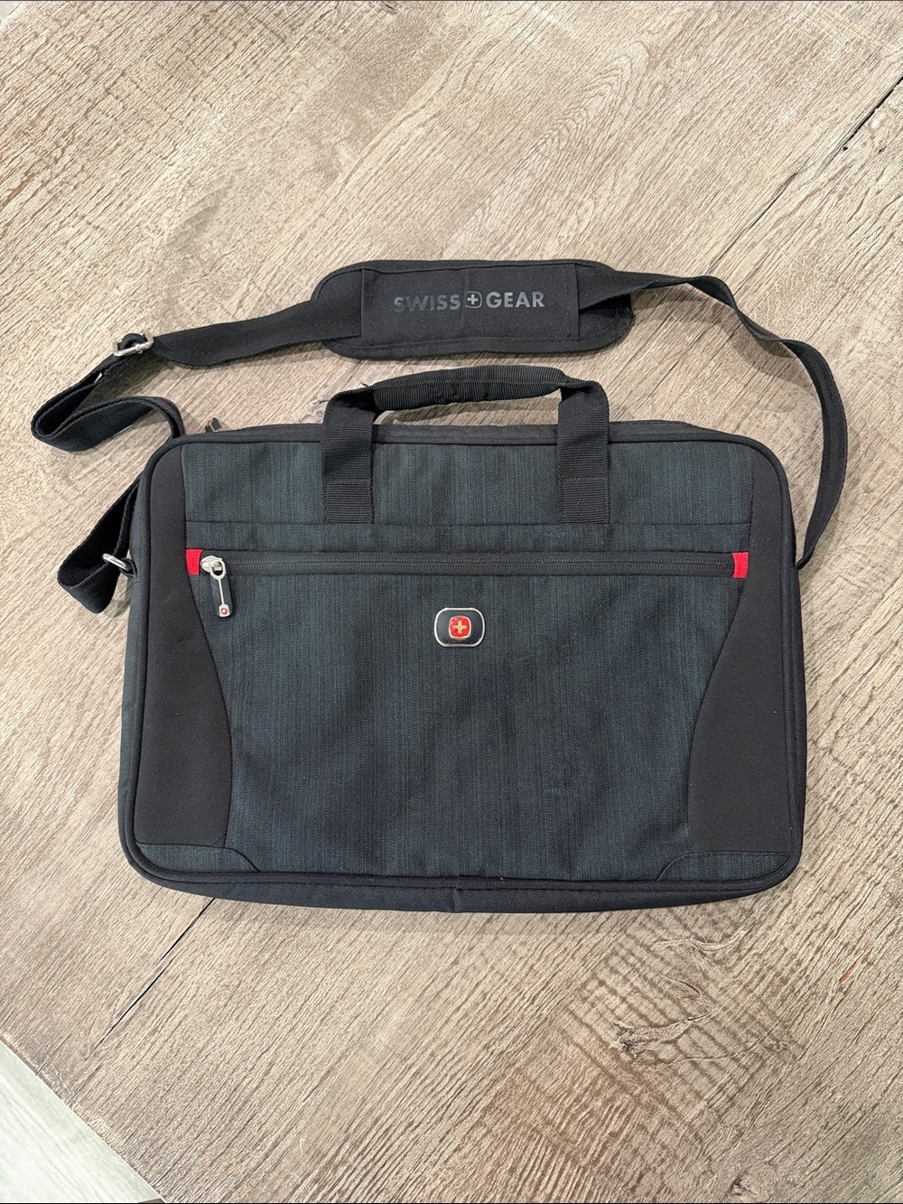 SwissGear Black Laptop Briefcase with Red Accents